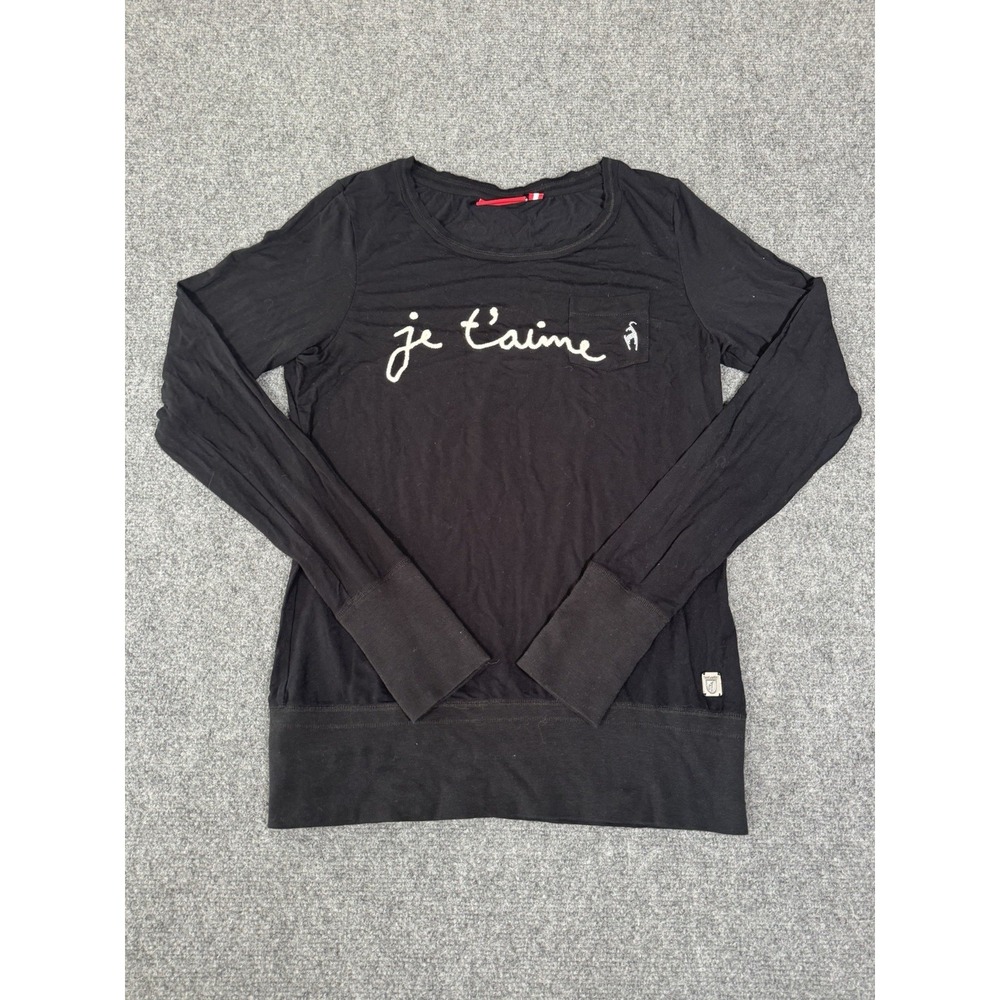 Toni Sailer Shirt Womens Size 40 US 8 Black Long Sleeve Tee